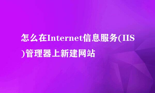 怎么在Internet信息服务(IIS)管理器上新建网站