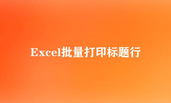 Excel批量打印标题行