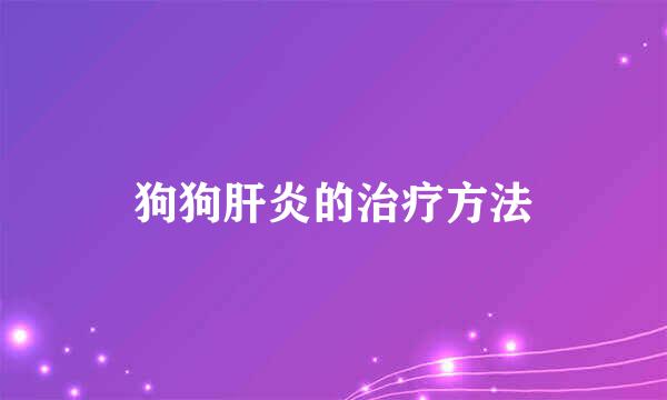 狗狗肝炎的治疗方法