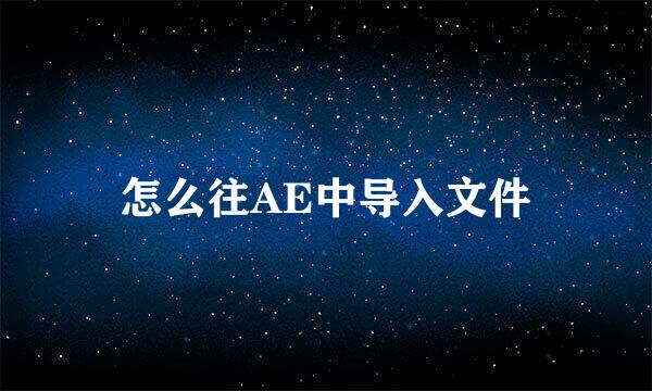 怎么往AE中导入文件