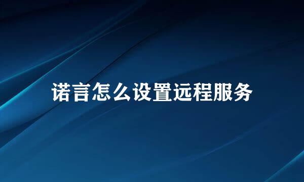诺言怎么设置远程服务
