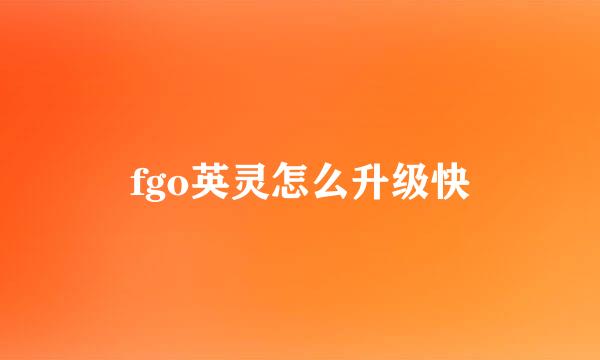 fgo英灵怎么升级快