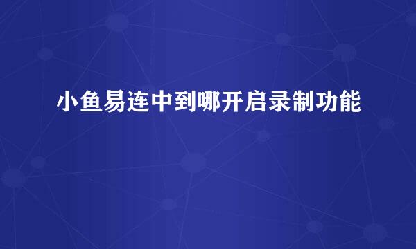 小鱼易连中到哪开启录制功能