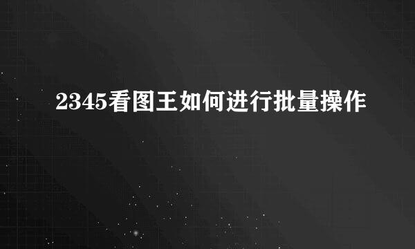 2345看图王如何进行批量操作