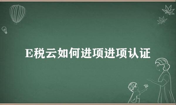E税云如何进项进项认证