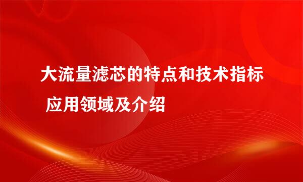 大流量滤芯的特点和技术指标 应用领域及介绍