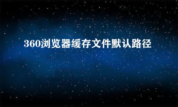360浏览器缓存文件默认路径