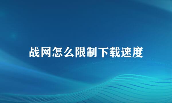 战网怎么限制下载速度