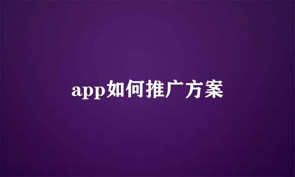 app如何推广方案