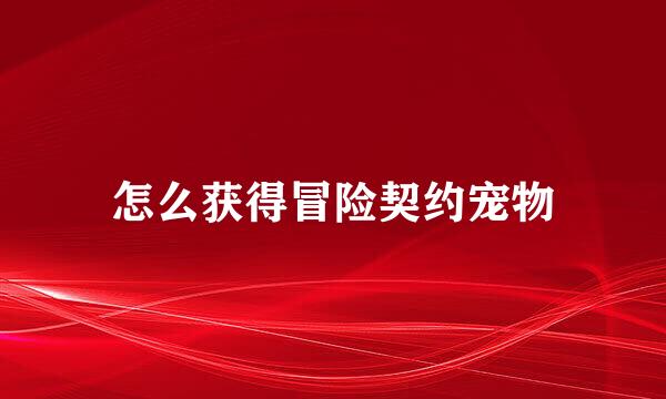 怎么获得冒险契约宠物