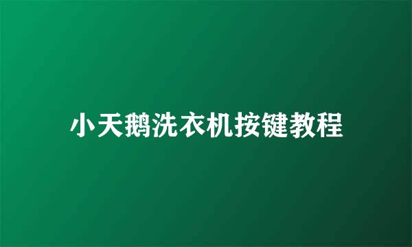 小天鹅洗衣机按键教程