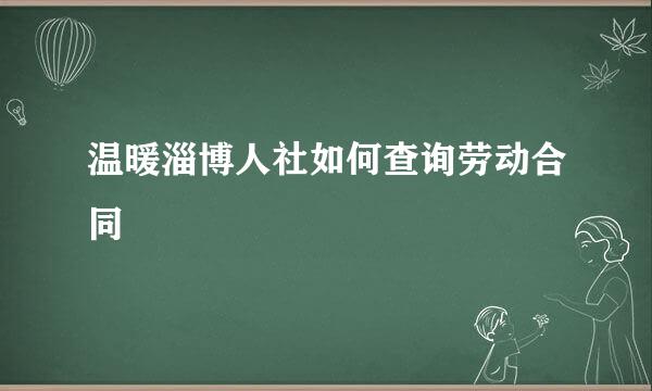 温暖淄博人社如何查询劳动合同