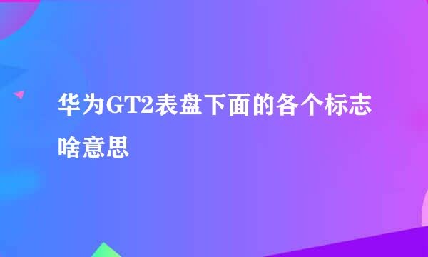 华为GT2表盘下面的各个标志啥意思