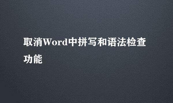 取消Word中拼写和语法检查功能
