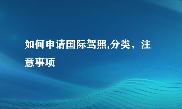 如何申请国际驾照,分类，注意事项