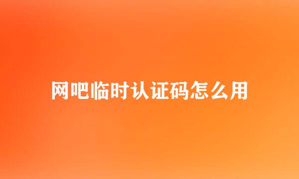网吧临时认证码怎么用