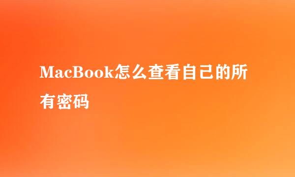 MacBook怎么查看自己的所有密码