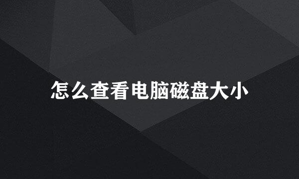 怎么查看电脑磁盘大小