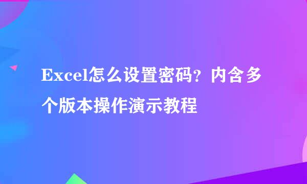 Excel怎么设置密码？内含多个版本操作演示教程