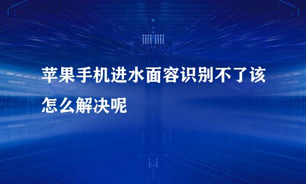 苹果手机进水面容识别不了该怎么解决呢