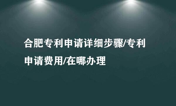 合肥专利申请详细步骤/专利申请费用/在哪办理