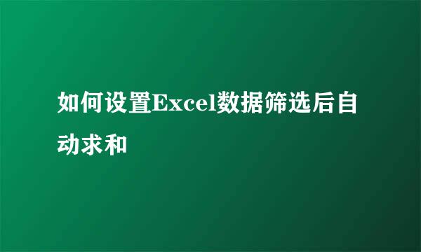 如何设置Excel数据筛选后自动求和