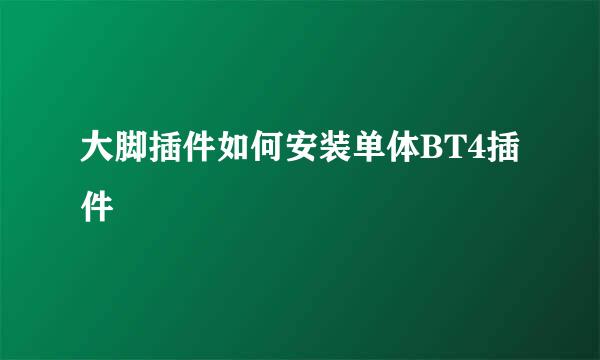 大脚插件如何安装单体BT4插件