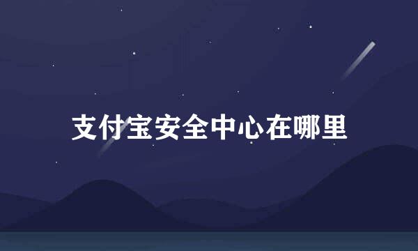 支付宝安全中心在哪里
