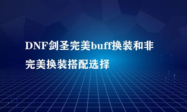 DNF剑圣完美buff换装和非完美换装搭配选择
