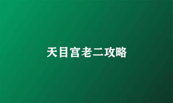 天目宫老二攻略