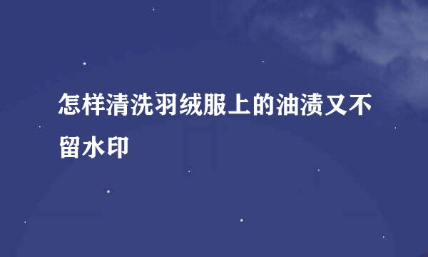 怎样清洗羽绒服上的油渍又不留水印