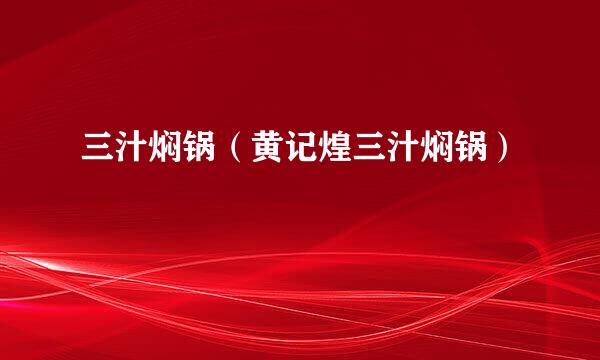 三汁焖锅（黄记煌三汁焖锅）
