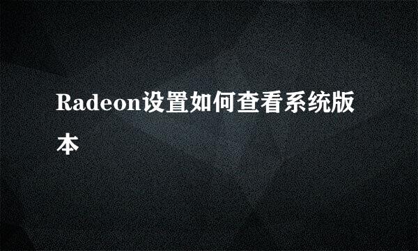 Radeon设置如何查看系统版本