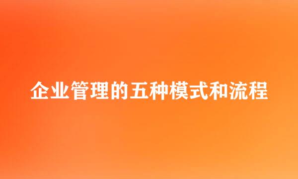 企业管理的五种模式和流程