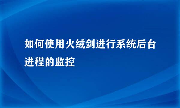 如何使用火绒剑进行系统后台进程的监控