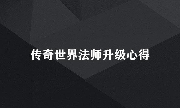 传奇世界法师升级心得