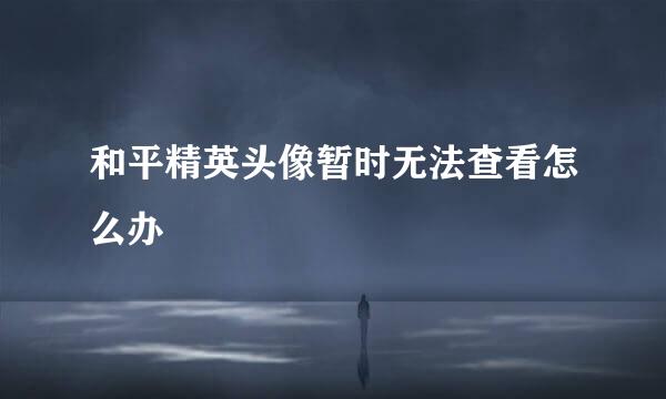 和平精英头像暂时无法查看怎么办