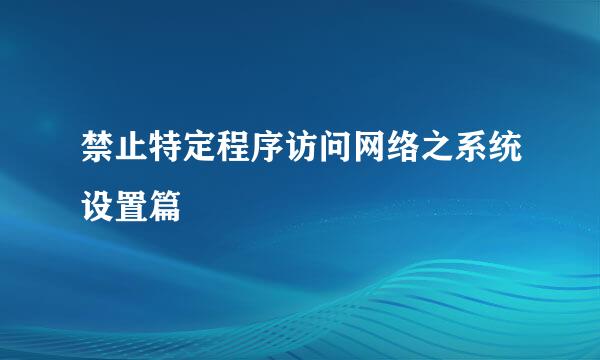 禁止特定程序访问网络之系统设置篇