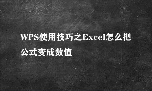 WPS使用技巧之Excel怎么把公式变成数值
