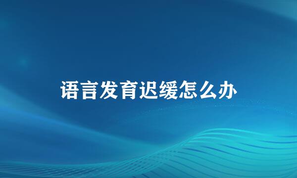 语言发育迟缓怎么办
