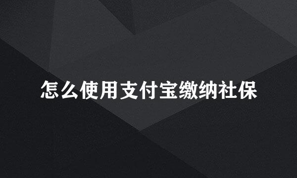 怎么使用支付宝缴纳社保