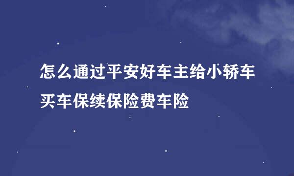 怎么通过平安好车主给小轿车买车保续保险费车险