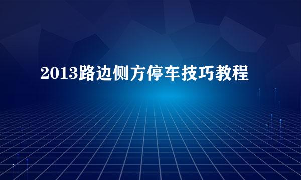 2013路边侧方停车技巧教程