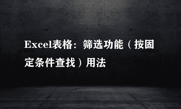Excel表格：筛选功能（按固定条件查找）用法