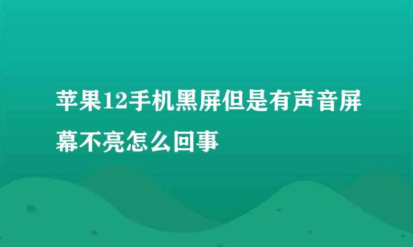 苹果12手机黑屏但是有声音屏幕不亮怎么回事