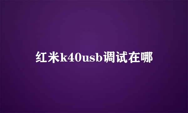 红米k40usb调试在哪