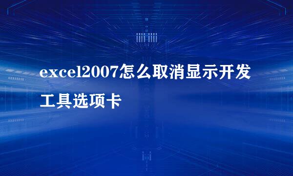 excel2007怎么取消显示开发工具选项卡