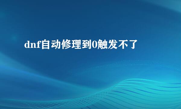 dnf自动修理到0触发不了