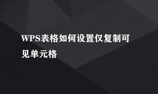 WPS表格如何设置仅复制可见单元格