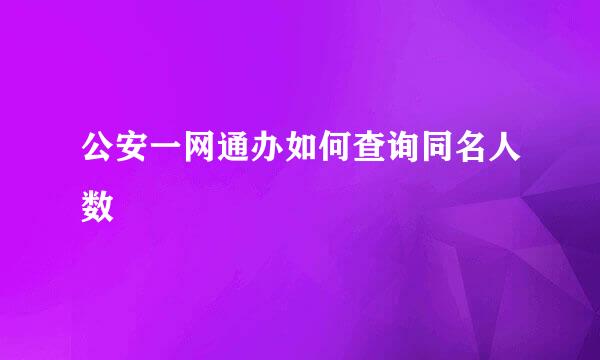 公安一网通办如何查询同名人数